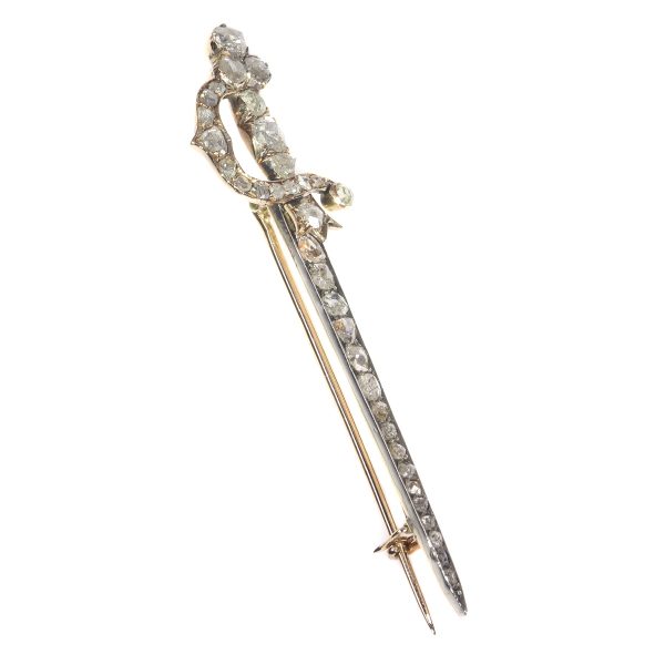 Antique Dutch Diamond Rapier Sword Brooch