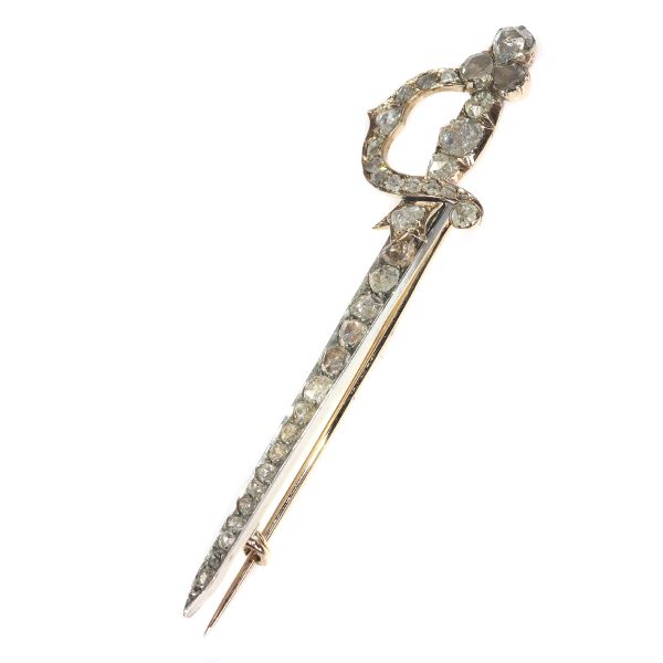 Antique Dutch Diamond Rapier Sword Brooch
