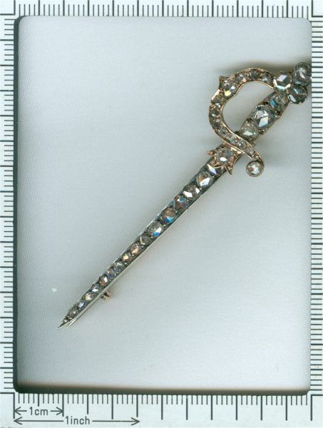 Antique Dutch Diamond Rapier Sword Brooch