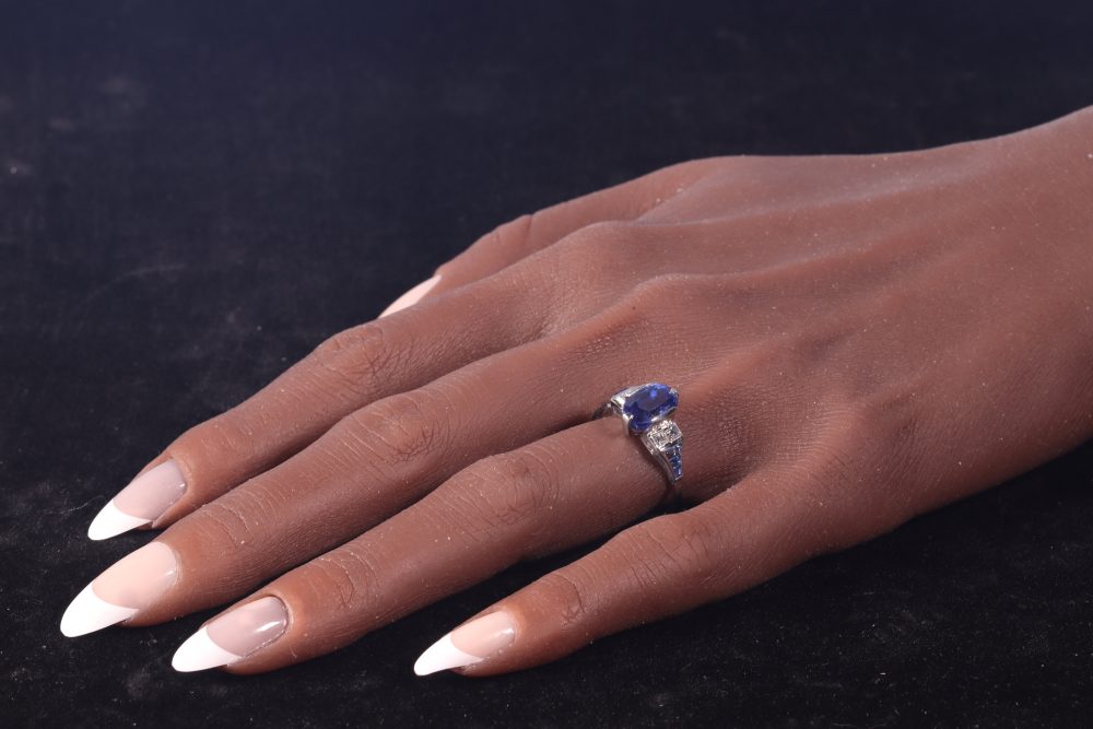 Vintage 3.40ct Natural Sapphire and Diamond Engagement Ring