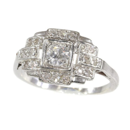 French platinum Art Deco Diamond Dress Ring