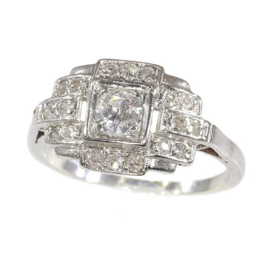 French platinum Art Deco Diamond Dress Ring