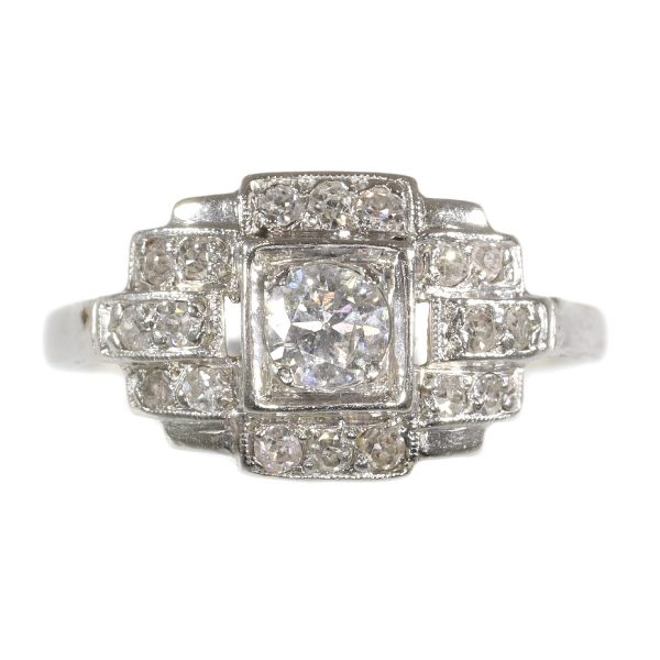French platinum Art Deco Diamond Dress Ring