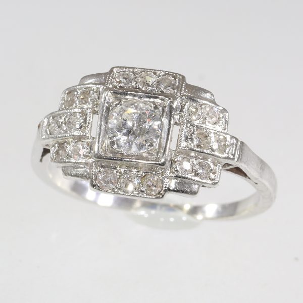 French platinum Art Deco Diamond Dress Ring