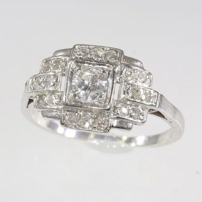 French platinum Art Deco Diamond Dress Ring