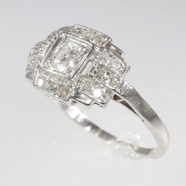 French platinum Art Deco Diamond Dress Ring