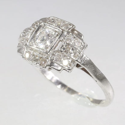French platinum Art Deco Diamond Dress Ring