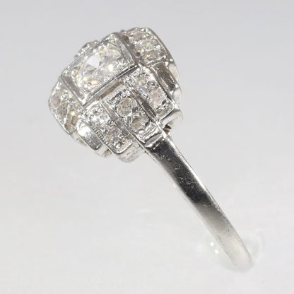 French platinum Art Deco Diamond Dress Ring