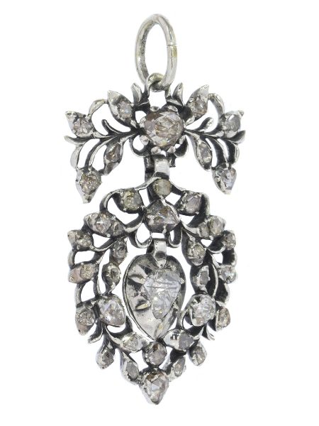 Antique Flemish Rose Cut Diamond Heart Pendant Circa 1700