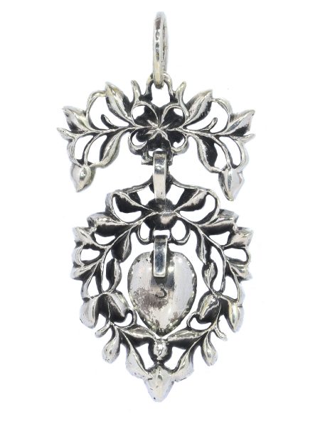 Antique Flemish Rose Cut Diamond Heart Pendant Circa 1700