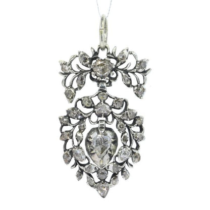 Antique Flemish Rose Cut Diamond Heart Pendant Circa 1700