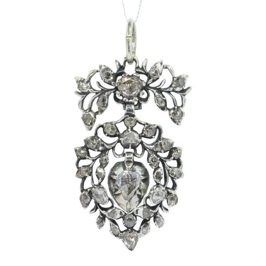 Antique Flemish Rose Cut Diamond Heart Pendant Circa 1700