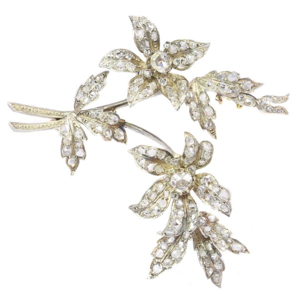 Antique Diamond En Tremblant Flower Branch Brooch