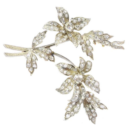 Antique Diamond En Tremblant Flower Branch Brooch