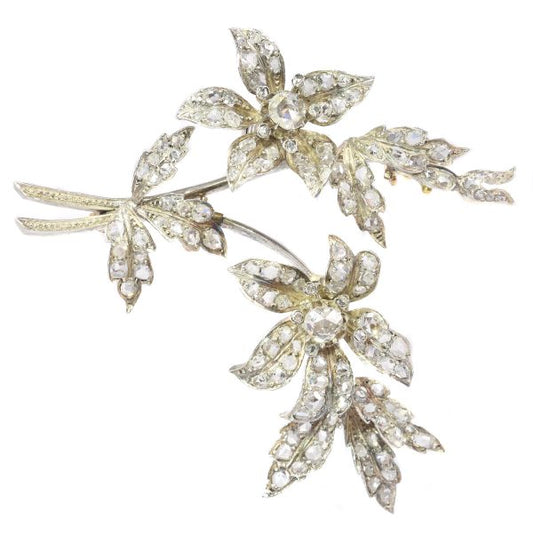 Antique Diamond En Tremblant Flower Branch Brooch