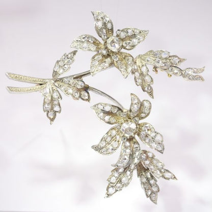 Antique Diamond En Tremblant Flower Branch Brooch