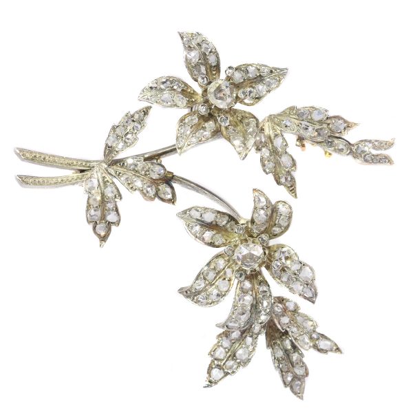 Antique Diamond En Tremblant Flower Branch Brooch