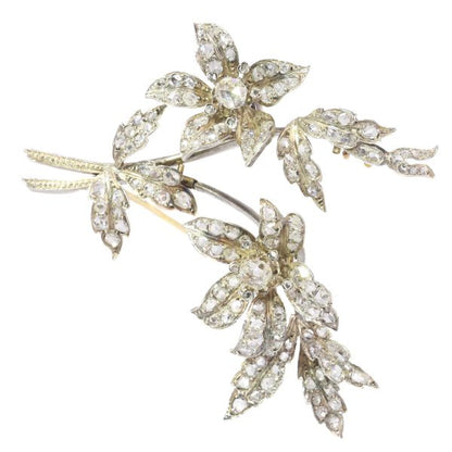 Antique Diamond En Tremblant Flower Branch Brooch