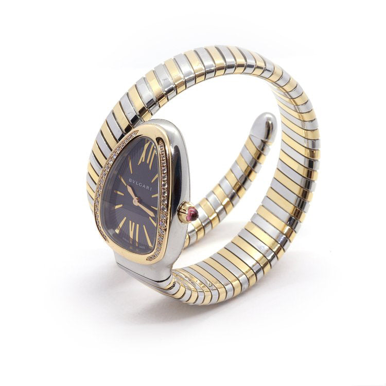 Bulgari Serpenti Tubogas Steel and Rose Gold Diamond Set Watch