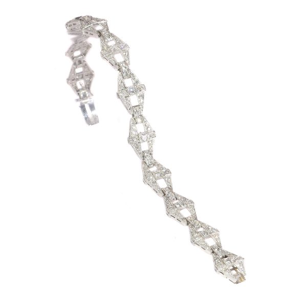Vintage 1950's Platinum Diamond Panel Bracelet, 6 carats