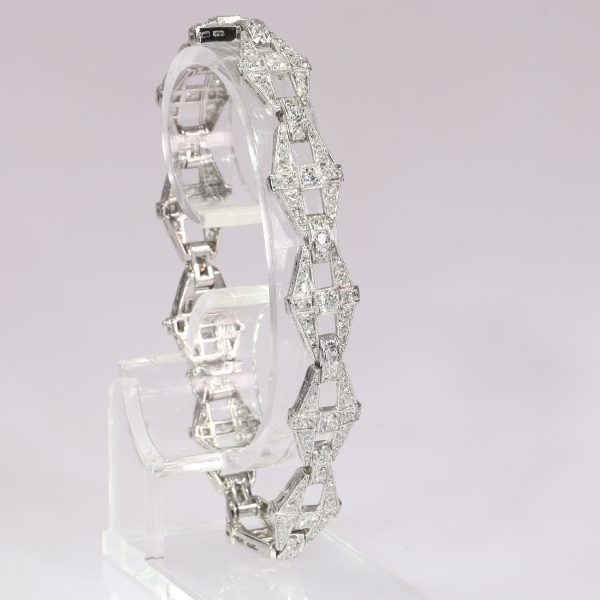 Vintage 1950's Platinum Diamond Panel Bracelet, 6 carats