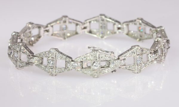 Vintage 1950's Platinum Diamond Panel Bracelet, 6 carats