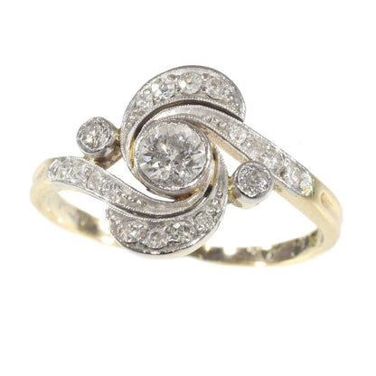 Antique Belle Epoque Old Brilliant Cut Diamond Engagement Ring