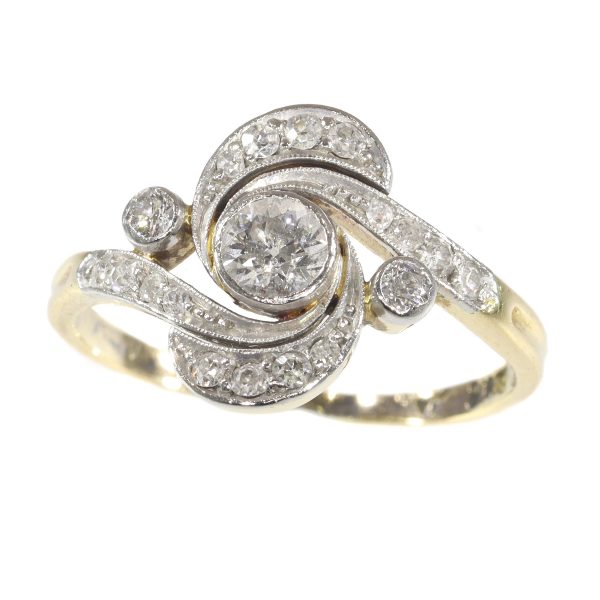 Antique Belle Epoque Old Brilliant Cut Diamond Engagement Ring