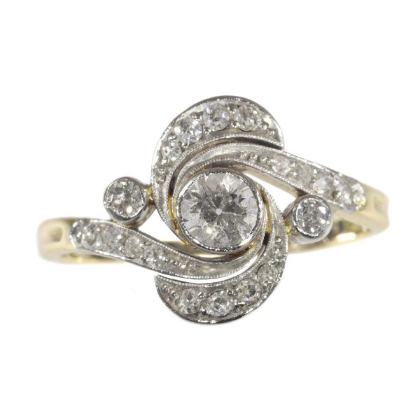 Antique Belle Epoque Old Brilliant Cut Diamond Engagement Ring