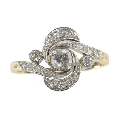 Antique Belle Epoque Old Brilliant Cut Diamond Engagement Ring