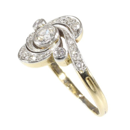 Antique Belle Epoque Old Brilliant Cut Diamond Engagement Ring