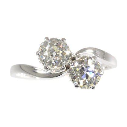Vintage Romantic Toi Et Moi Diamond Engagement Ring