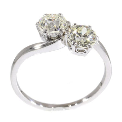 Vintage Romantic Toi Et Moi Diamond Engagement Ring