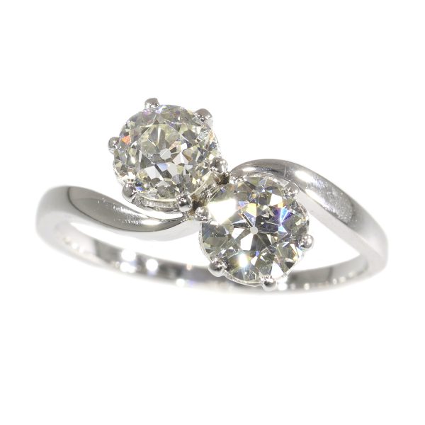 Vintage Romantic Toi Et Moi Diamond Engagement Ring