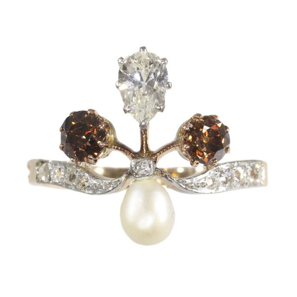 Antique Belle Epoque Fleur-De-Lis Diamond Ring