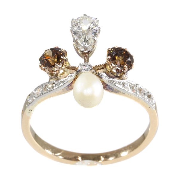 Antique Belle Epoque Fleur-De-Lis Diamond Ring