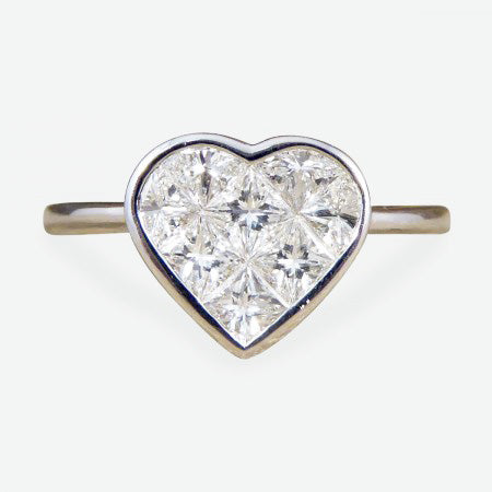 Heart Shaped Diamond Ring, 1.20 Carat Total, set in 18ct White Gold