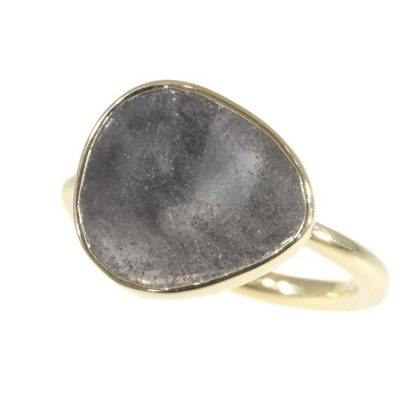 Artist Ring with Large Salt and Pepper Diamond