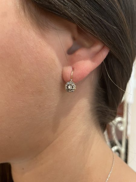 Antique Victorian Old Brilliant Cut Diamond Earrings