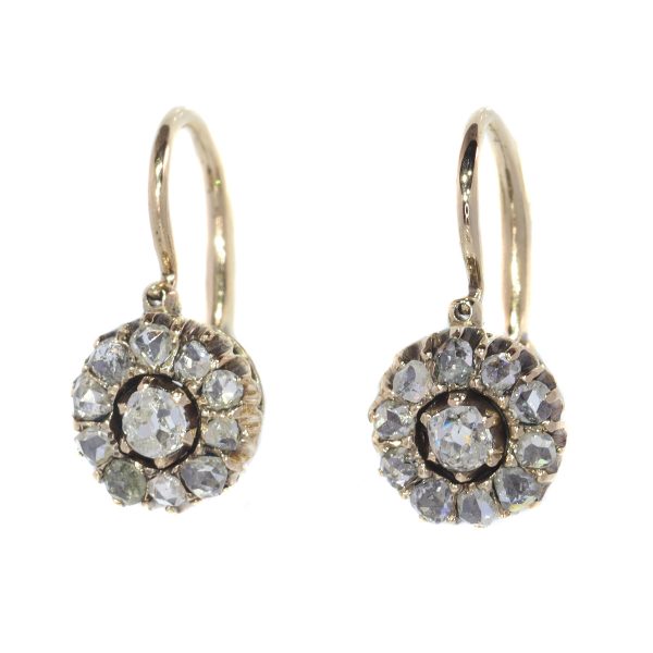 Antique Victorian Old Brilliant Cut Diamond Earrings