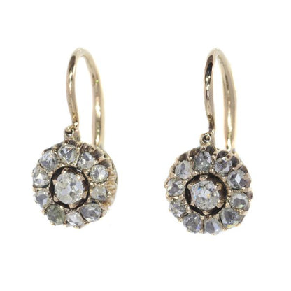 Antique Victorian Old Brilliant Cut Diamond Earrings