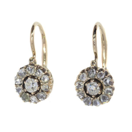 Antique Victorian Old Brilliant Cut Diamond Earrings