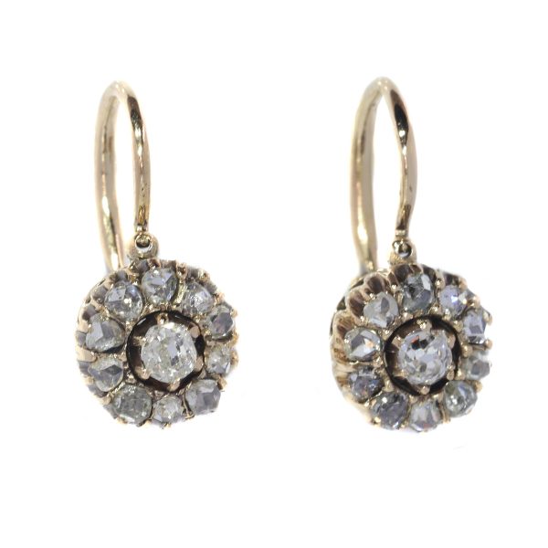 Antique Victorian Old Brilliant Cut Diamond Earrings