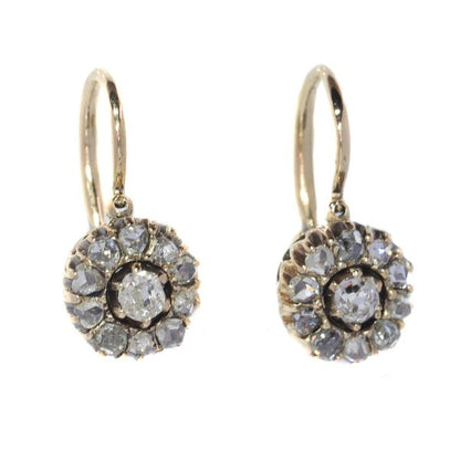 Antique Victorian Old Brilliant Cut Diamond Earrings