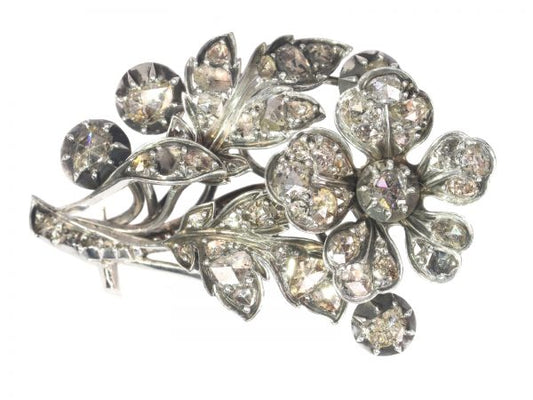 Antique Victorian Diamond Flower Branch Brooch
