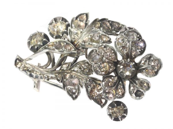 Antique Victorian Diamond Flower Branch Brooch