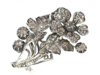 Antique Victorian Diamond Flower Branch Brooch