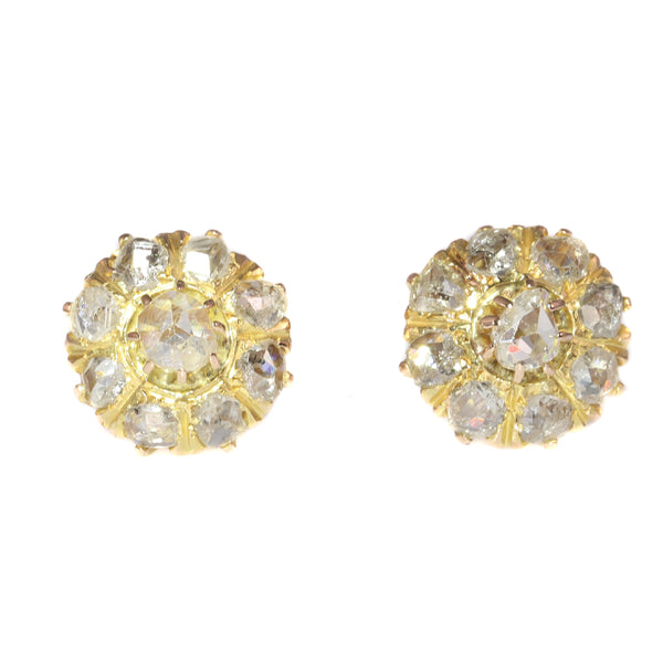 Antique Victorian Rose Cut Diamond Ear Studs