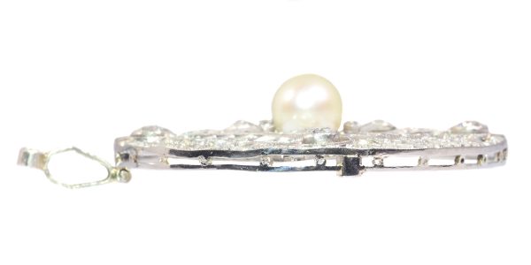 Antique Edwardian Diamond and Pearl Pendant set with 125 Diamonds