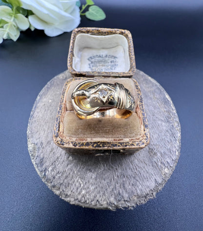 Antique 18 ct Yellow Gold, Edwardian Star Set Diamond Buckle/Belt Ring